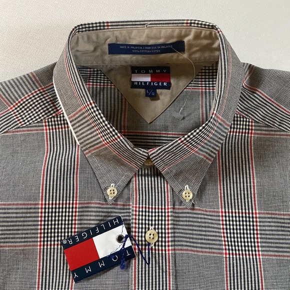 TOMMY HILFIGER Men’s Glen Plaid Shirt, Size Large - Picture 7 of 17